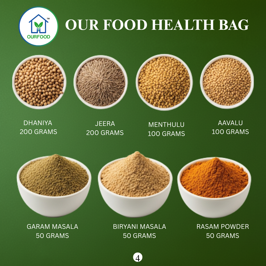 Our Food Monthly Health Bag – 42+ Essentials - Combo for 4 Members